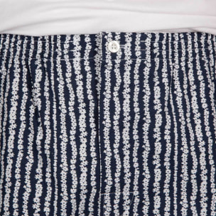 Pigiama leggero UOMO cotone blu riga fiori bianchi