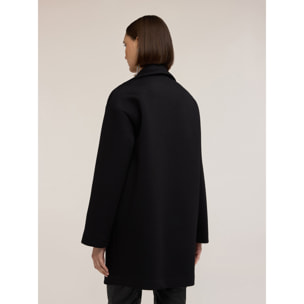 Motivi - Abrigo en scuba con broche joya - Negro