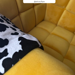 Fauteuil en velours jaune pieds - Mona