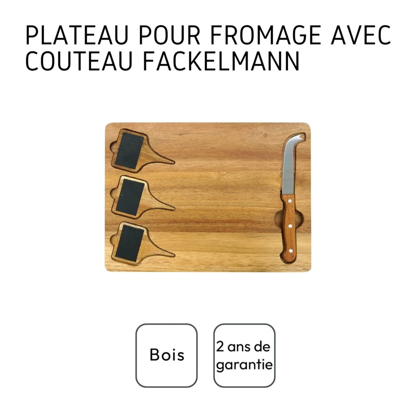 Plateau de fromages avec ardoises et couteau à fromage 32 x 23 cm Fackelmann