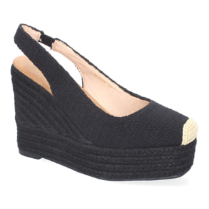 Sandalia de Cuña de Yute para Mujer, Comodas y Elegantes, Diseño de Pala Cerrada con Detalles Bordados