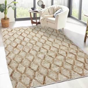 Tapis artisanal Duvi aspect relief, tapis kilim en jute