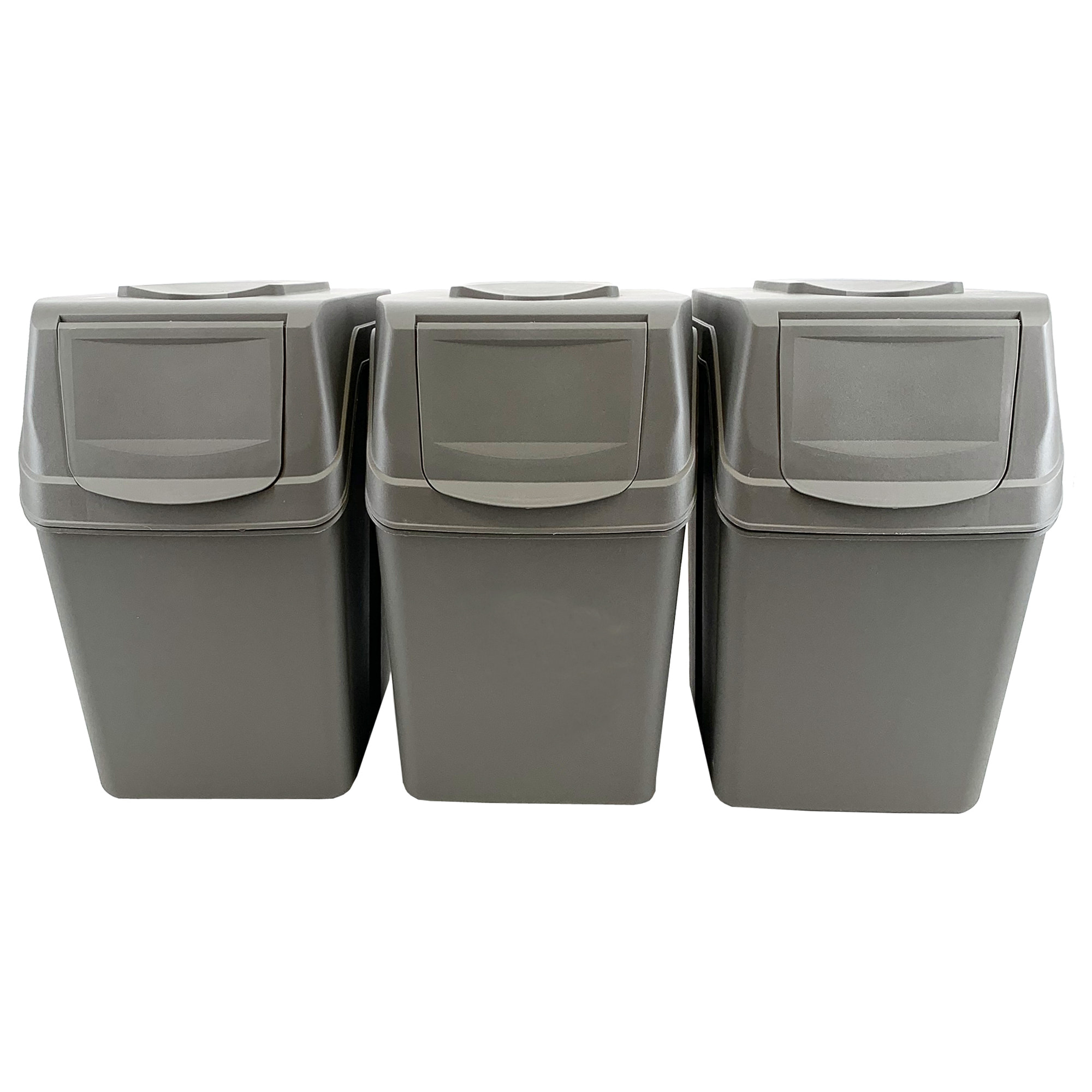 Juego de 3 cubos de reciclaje con capacidad de 75 litros en color gris