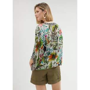 Top lungo aperto stampa jungle