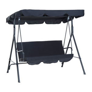 Columpio 3 Plazas con Toldo de Metal 172x110x152cm Negro