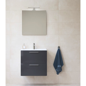 Mia ensemble meuble préassemblé 59x61x39,5 cm avec lavabo, miroir et éclairage LED, Anthracite brillant (MIASET60A)