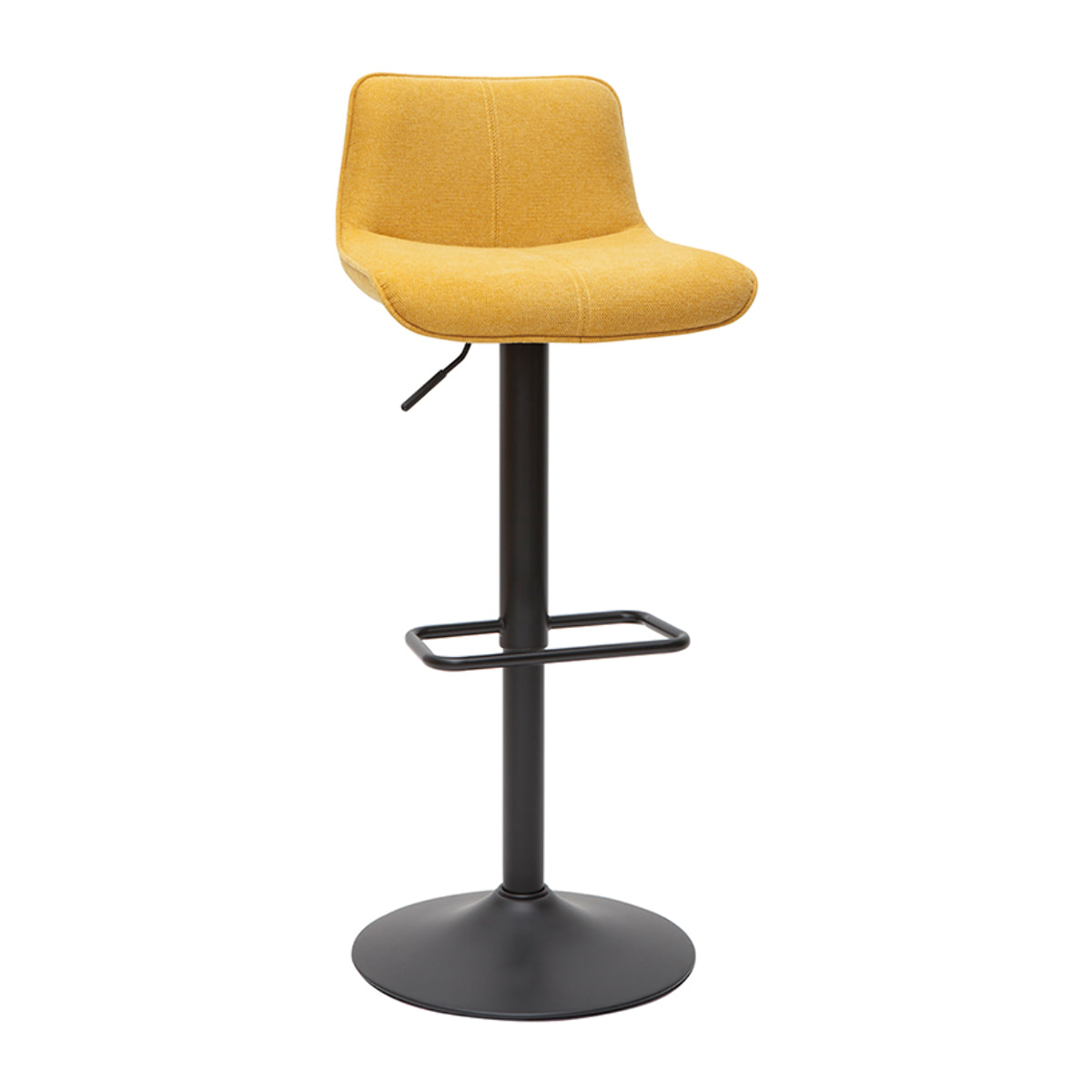 Tabourets de bar réglables pivotants 360° en tissu effet velours texturé jaune moutarde et métal (lot de 2) BOOST