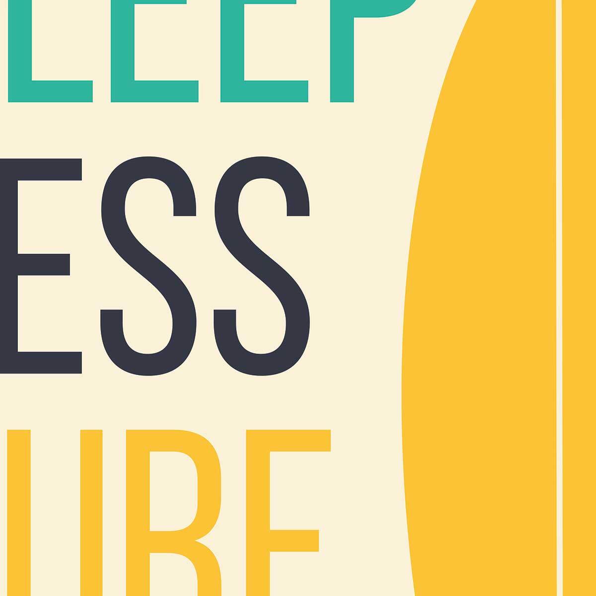 Poster Affiche illustration citation et surf report Affiche + cadre en bois - Noir