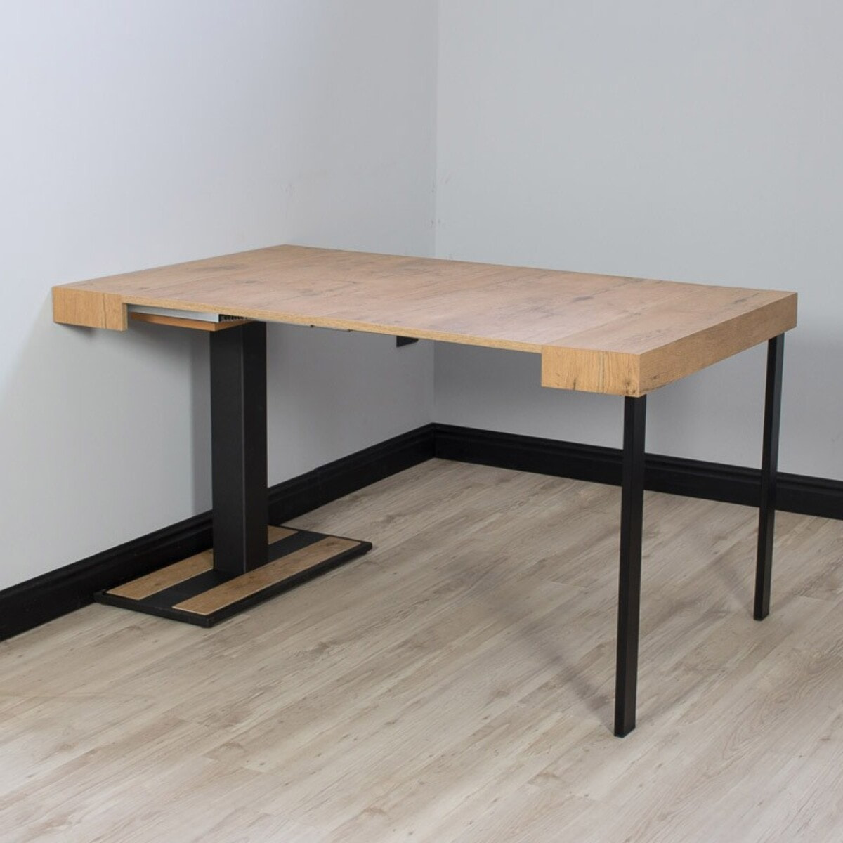 Console extensible 90x40/196 cm Capital Small Chêne Nature cadre Anthracite