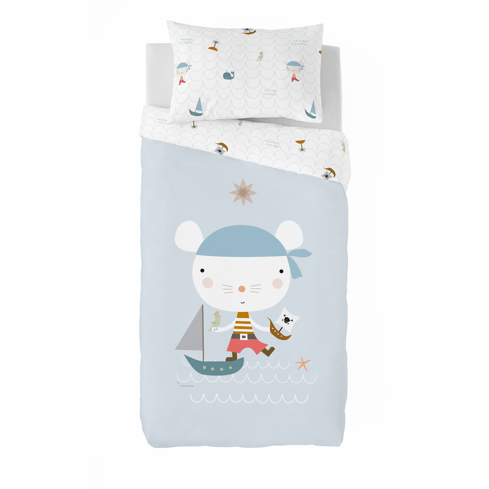 Haciendo el Indio - Funda Nórdica Estampada - Reversible - Infantil - Cierre Solapa - 100% Algodón - Incluye 1 Funda de Almohada - Aventura Pirata