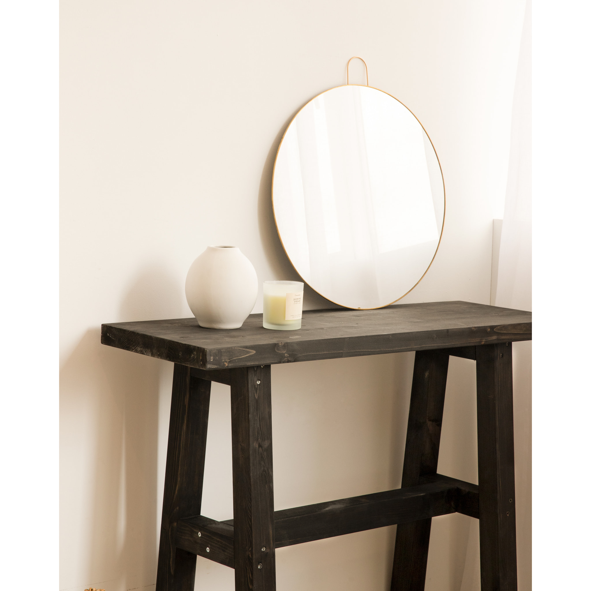 Console en bois massif en noir de 100x80cm Hauteur: 80 Longueur: 100 Largeur: 35