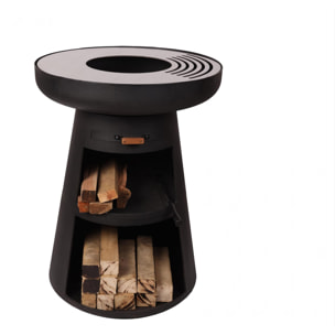 Barbecue rond avec plaque d'acier ronde et grille