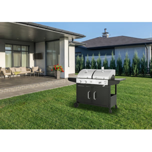 Barbecue gaz et charbon 2 en 1 en métal "Western" - Noir