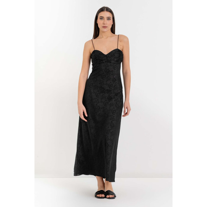 Kocca - Abito lungo con spalline sottili in jacquard floreale Donna