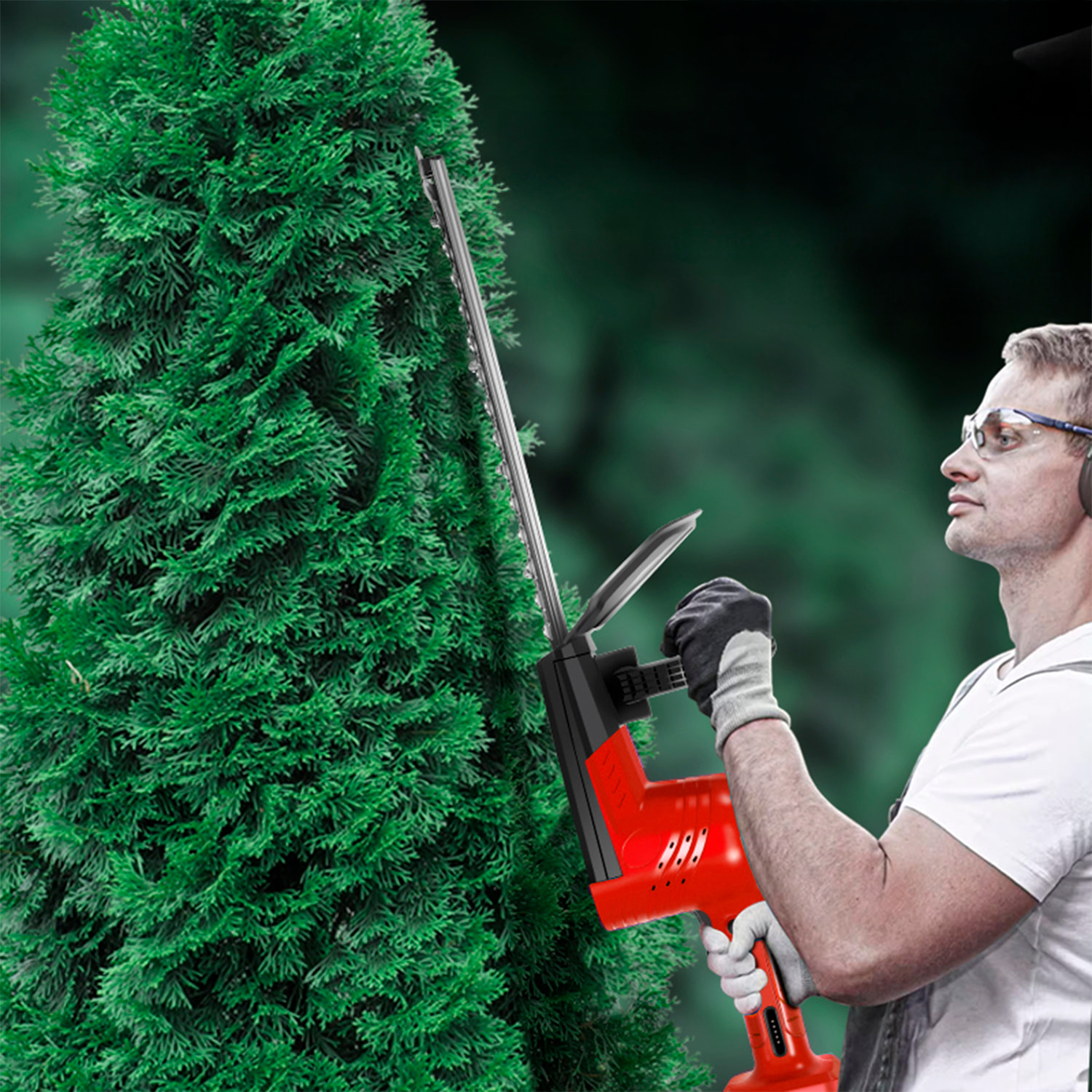 Tagliasiepi elettrico 21V con 3000 rpm, 400W e DOPPIA BATTERIA 20000mAh.