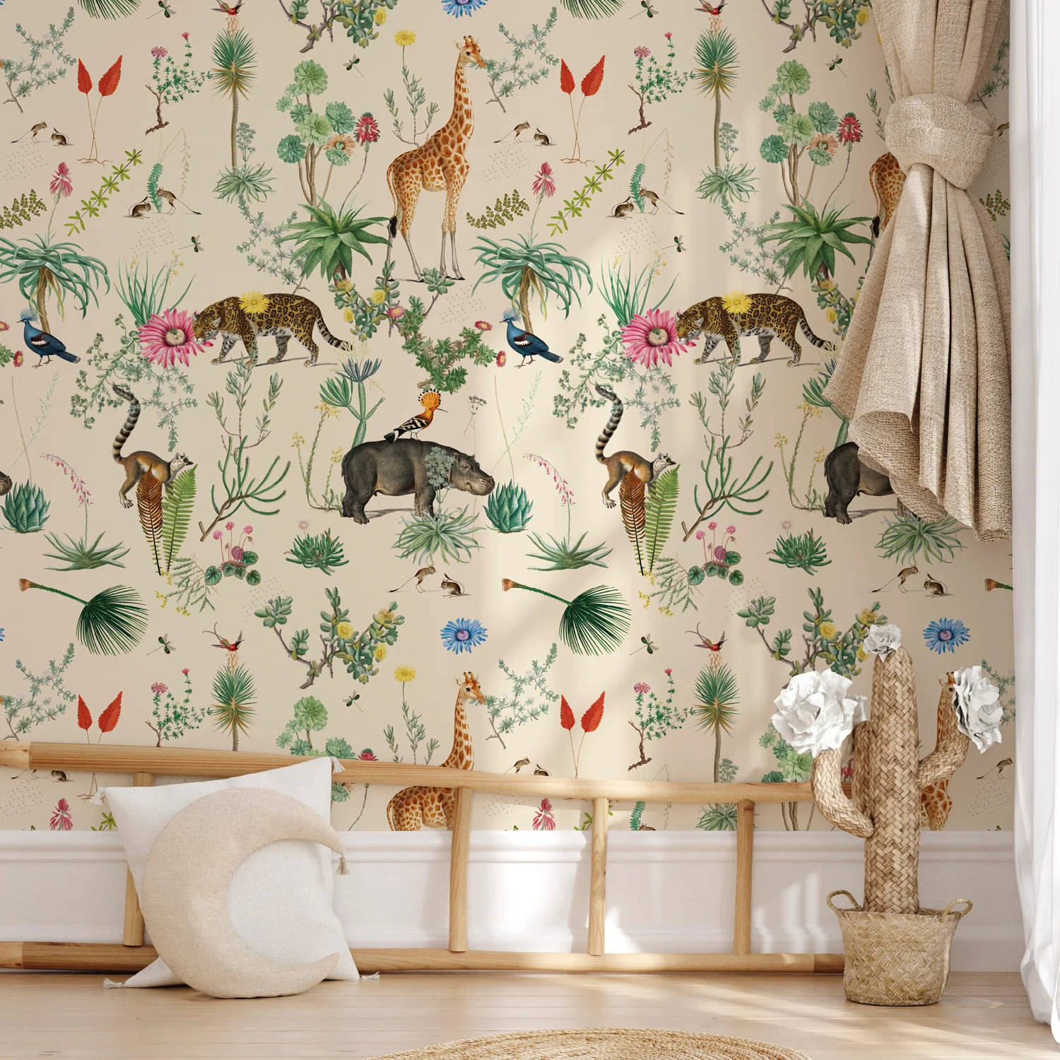 Papier peint panoramique Bestiaire Botanique Motif