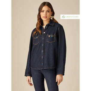 Oltre - Camicia giacca in denim - Blu