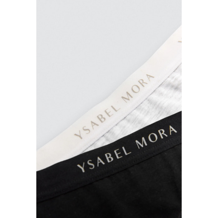 Confezione da 2 slip basico in cotone nero e grigio