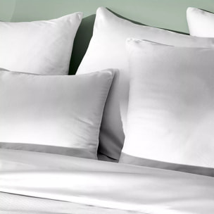 Taie d'oreiller satin de coton motif jacquard blanc Vibrato blanc