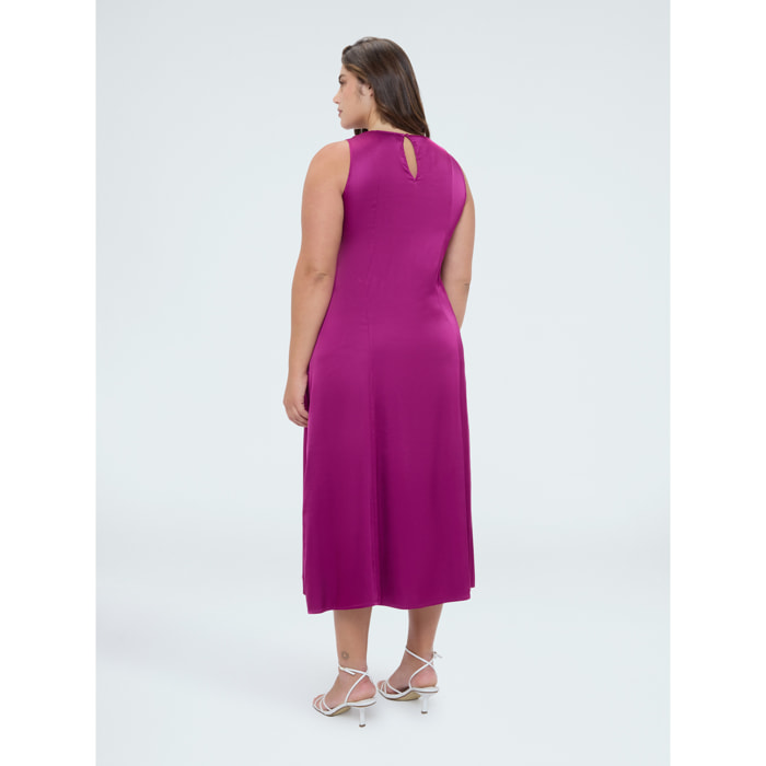 Fiorella Rubino - Vestido largo sin mangas en raso de viscosa - Fuchsia