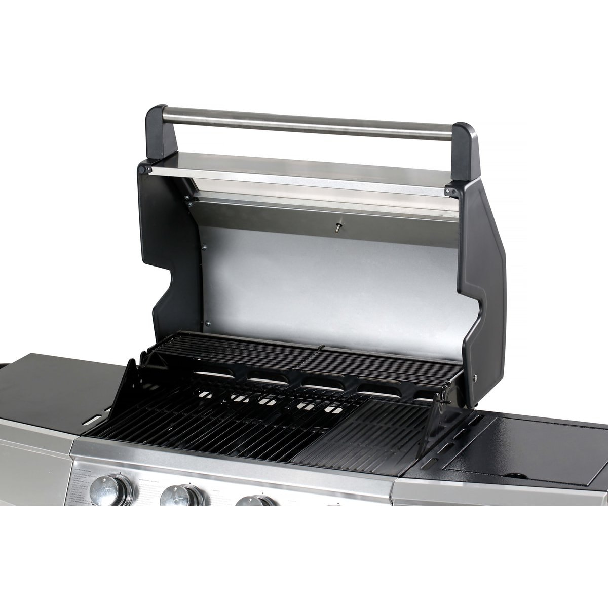 Barbecue gaz avec couvercle en verre "Bingo 5" - 4 brûleurs + 1 latéral + Housse protection - 15.2 kW - Noir