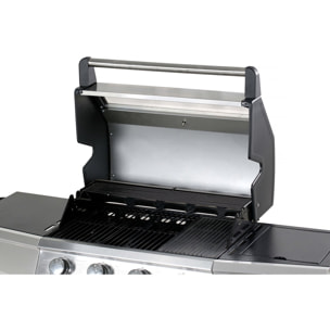 Barbecue gaz avec couvercle en verre "Bingo 5" - 4 brûleurs + 1 latéral + Housse protection - 15.2 kW - Noir