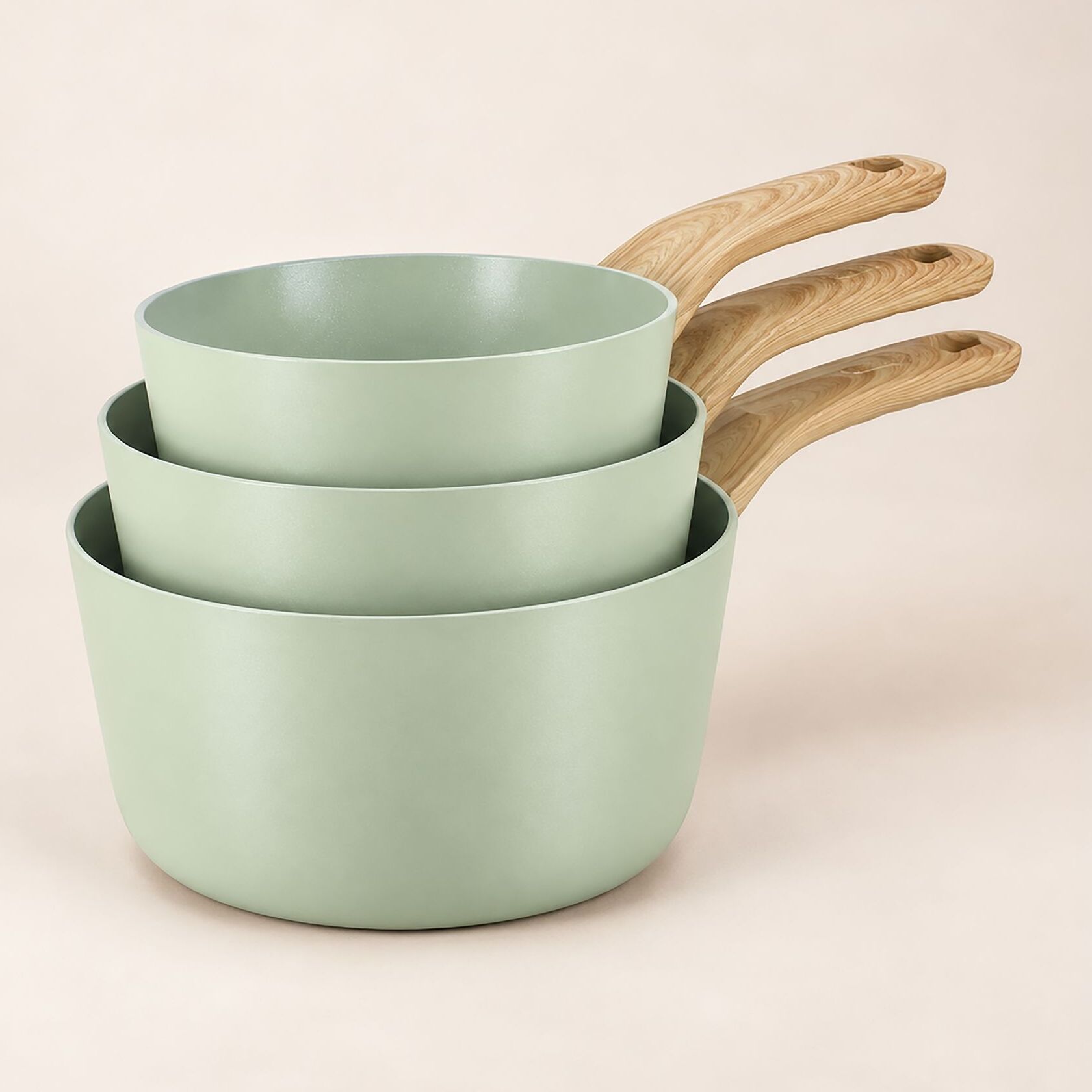 Lot de 3 casseroles revêtement céramique céladon - tous feux CELADON