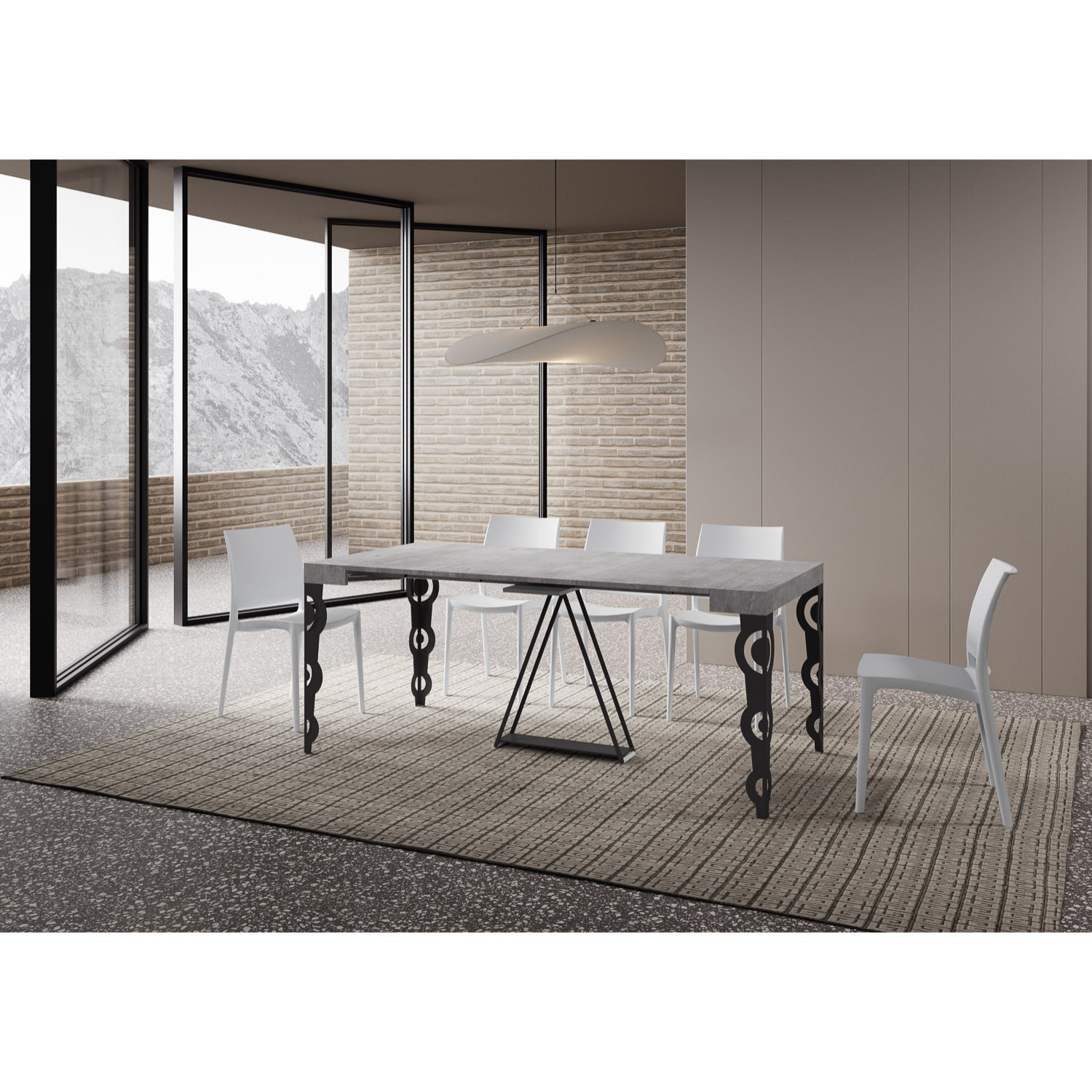 Consolle allungabile 90x40/196 cm Aceres Small cemento telaio antracite