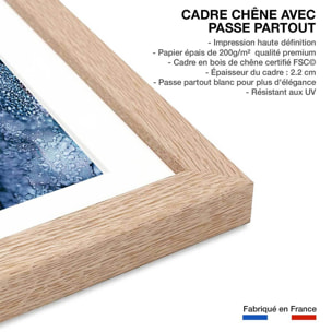 Poster blue space Affiche + cadre en bois - Chêne