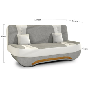 Nelson - canapé convertible clic-clac 3 places en tissu - Gris / Noir