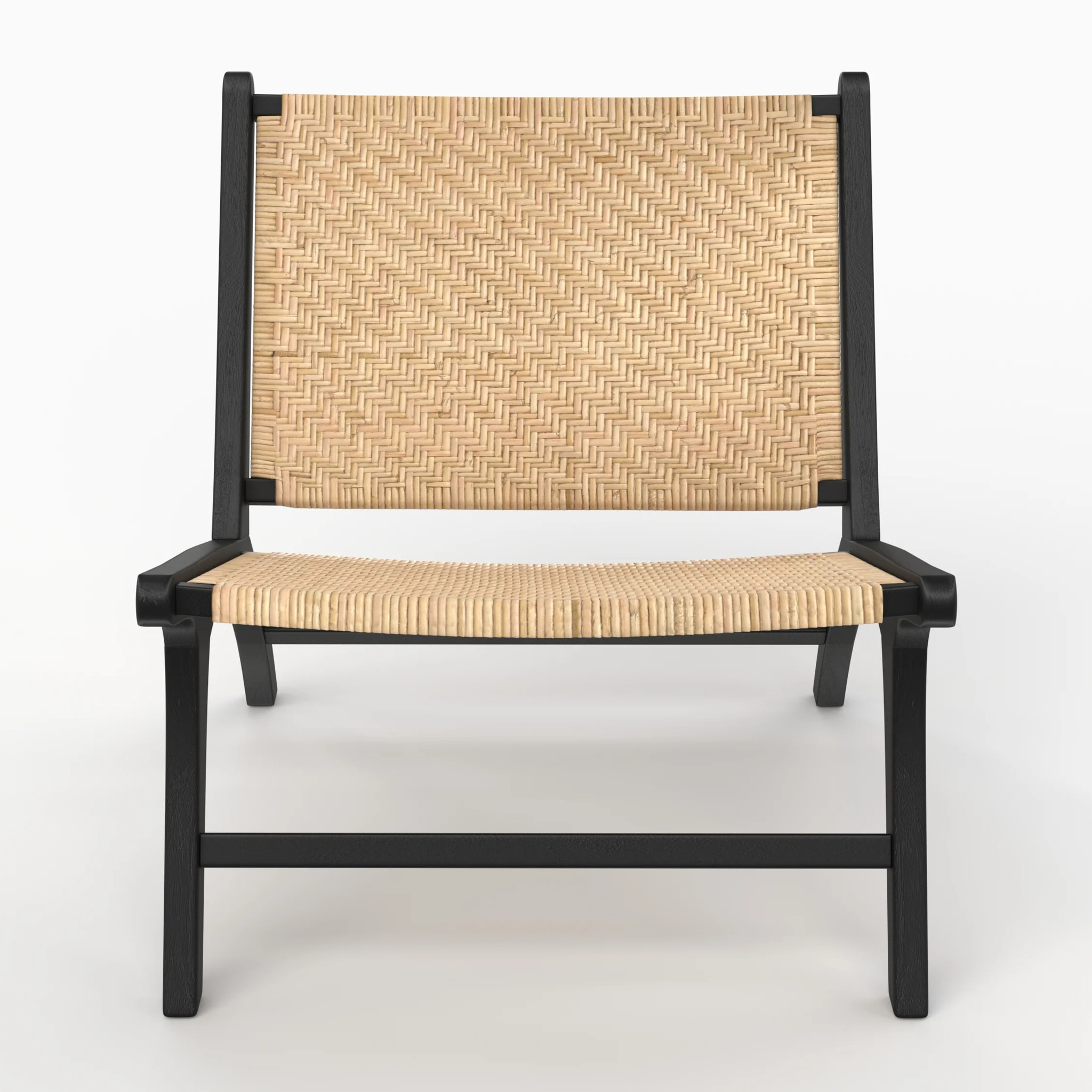 Fauteuil en bois de teck noir et tressage chevron en rotin - Kilka
