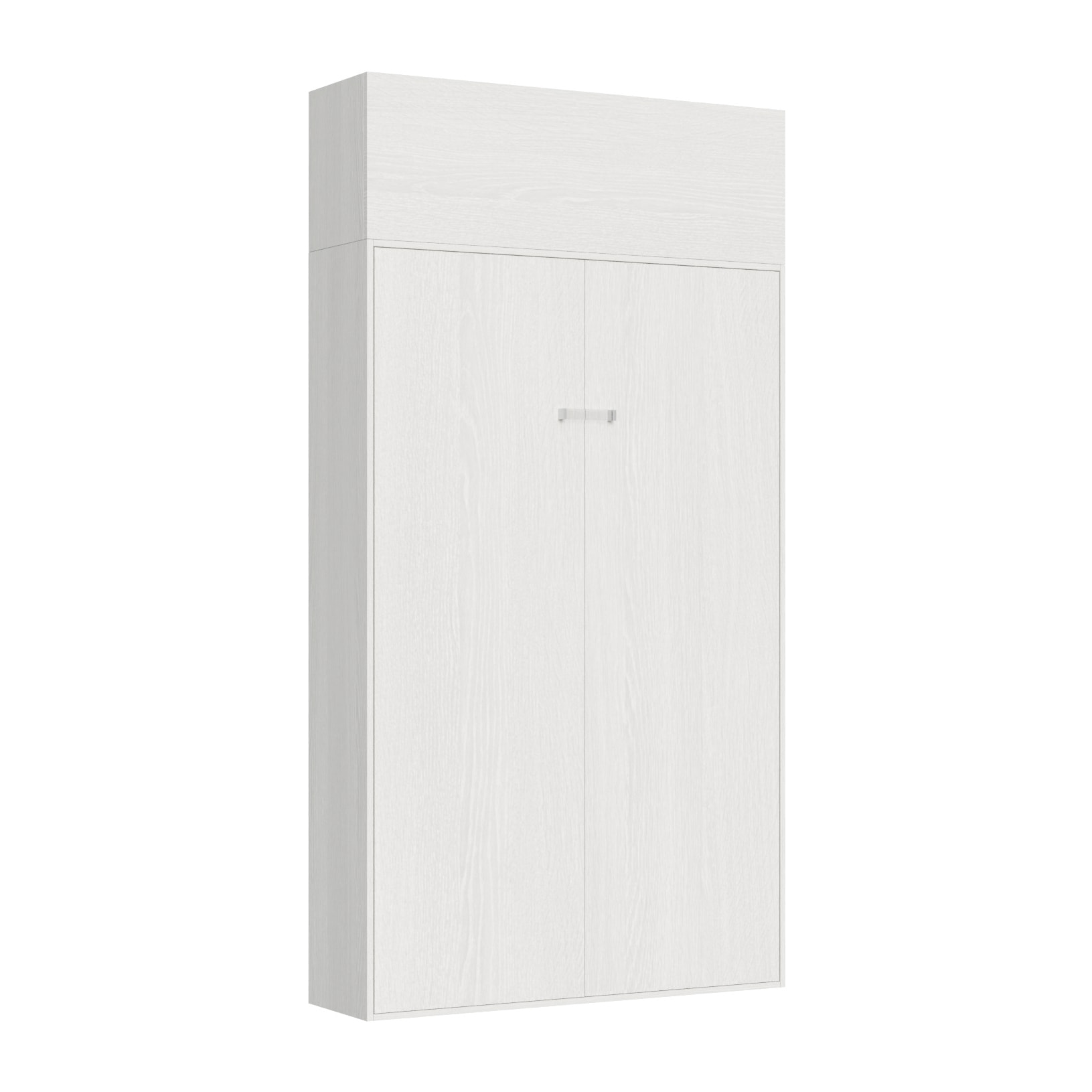 Armoire Lit escamotable vertical 1 place et demi 120 KENTARO Frêne Blanc avec élément haut