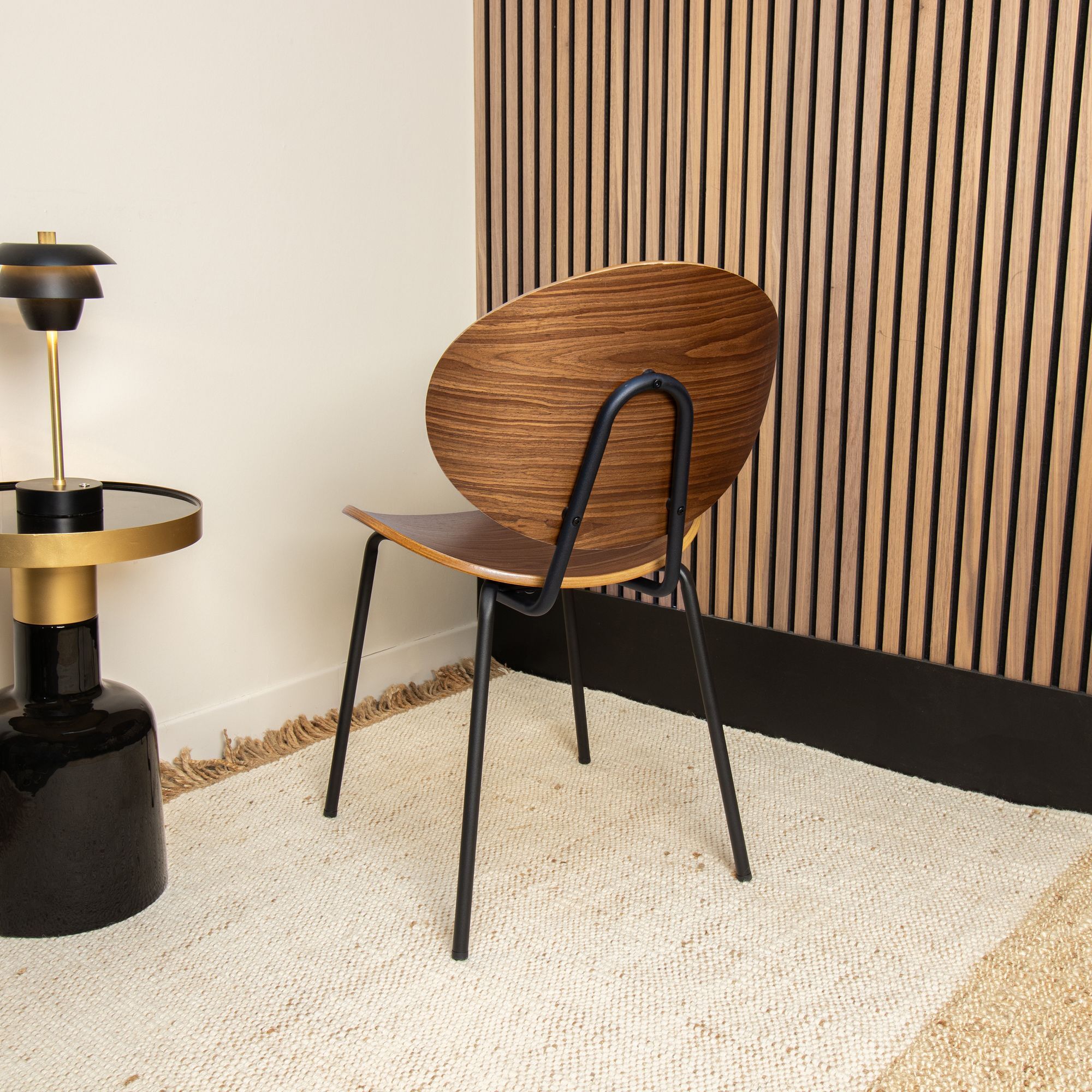 Lot de 2 chaises en bois foncé et pieds en métal noir GASPARD