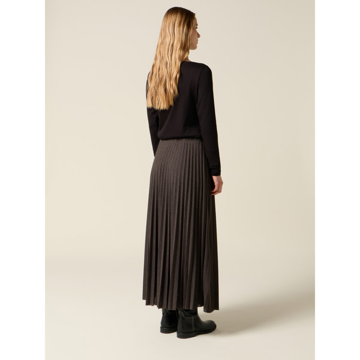 Oltre - Falda larga plisada - Gris