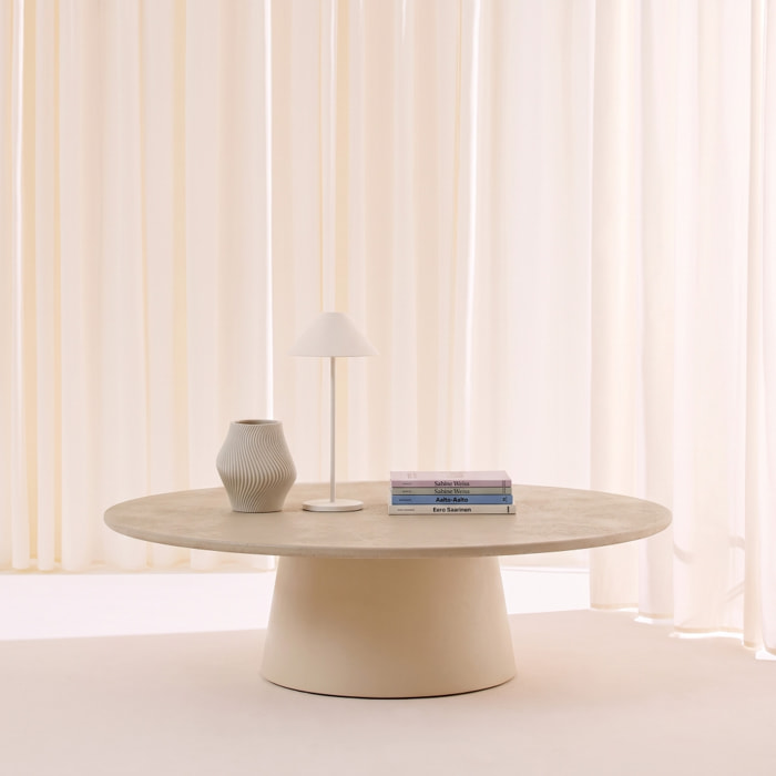 Table basse ovale finition effet béton NELL