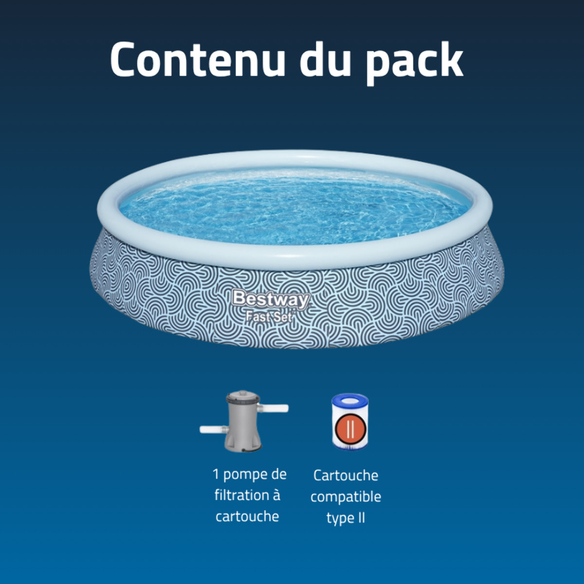 Bestway Piscine gonflable ronde Bestway Fast Set 396 x 84 cm bleu