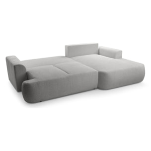 Candela - canapé d'angle droit 4 places - convertible avec coffre - en tissu bouclette - Gris