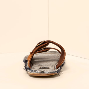 Sandalias N598 NOBUCK LAVADO CUERO/ RECYCLUS UNISEX color Cuero
