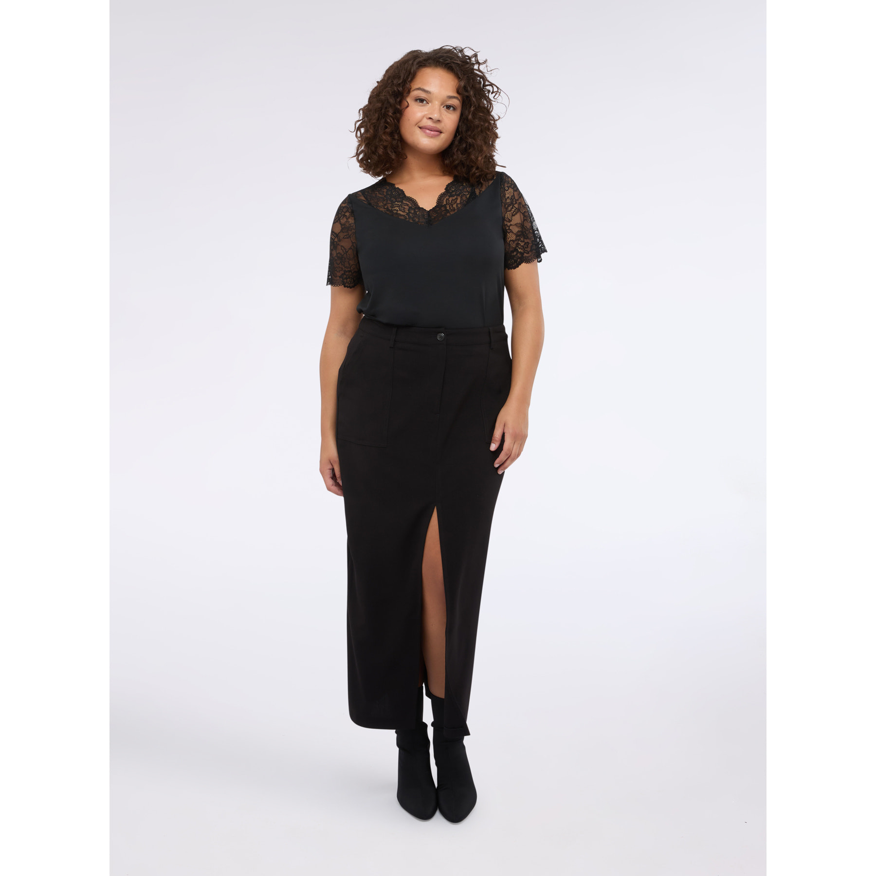 Fiorella Rubino - Camiseta con detalles de encaje - Negro