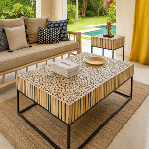 Table basse en métal et branche de teck TAHAA