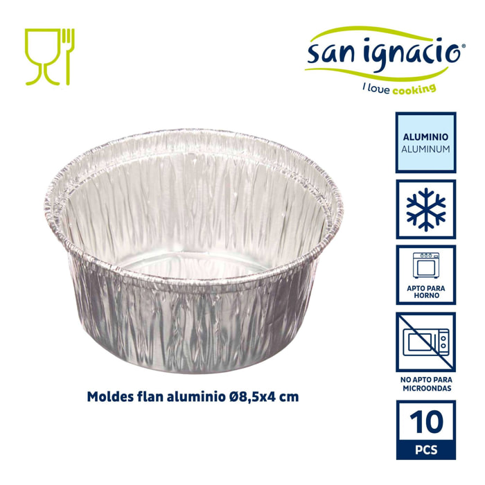 Set 10 moldes flan aluminio redondo colección kinvara