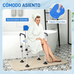 Silla Ducha Personas Mayores Silla de Ducha con Asiento Ranurado Altura Regulable Taburete de Ducha Antideslizante con Respaldo y Reposabrazos Carga 136 kg para Discapacitados Azul