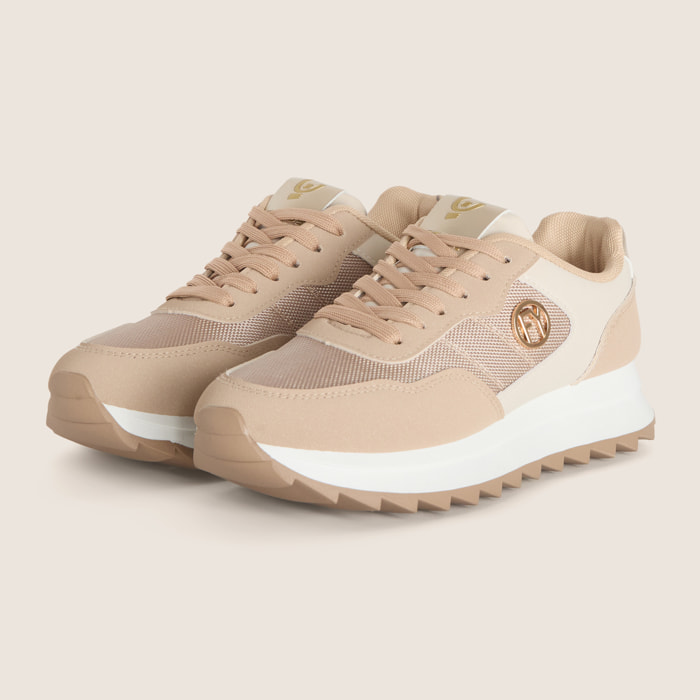 Sneakers Donna in Similpelle e Tessuto Oxford