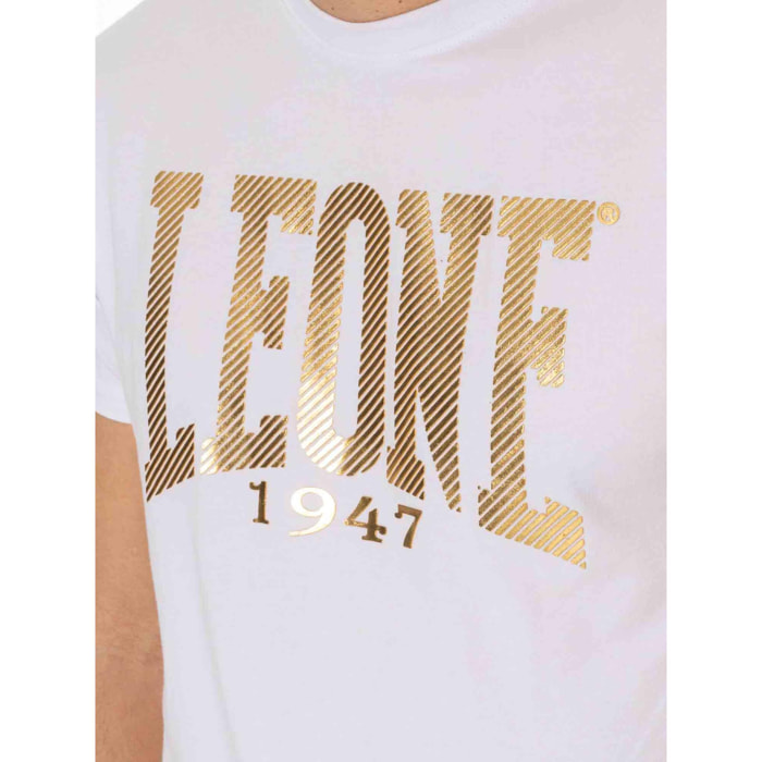 T-shirt da uomo a manica corta in cotone elasticizzato Leone Stripe Gold