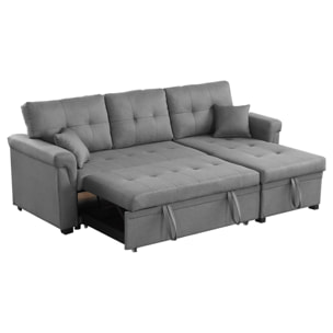 Canapé d'angle droit convertible 4 places en tissu gris clair BURLINGTON