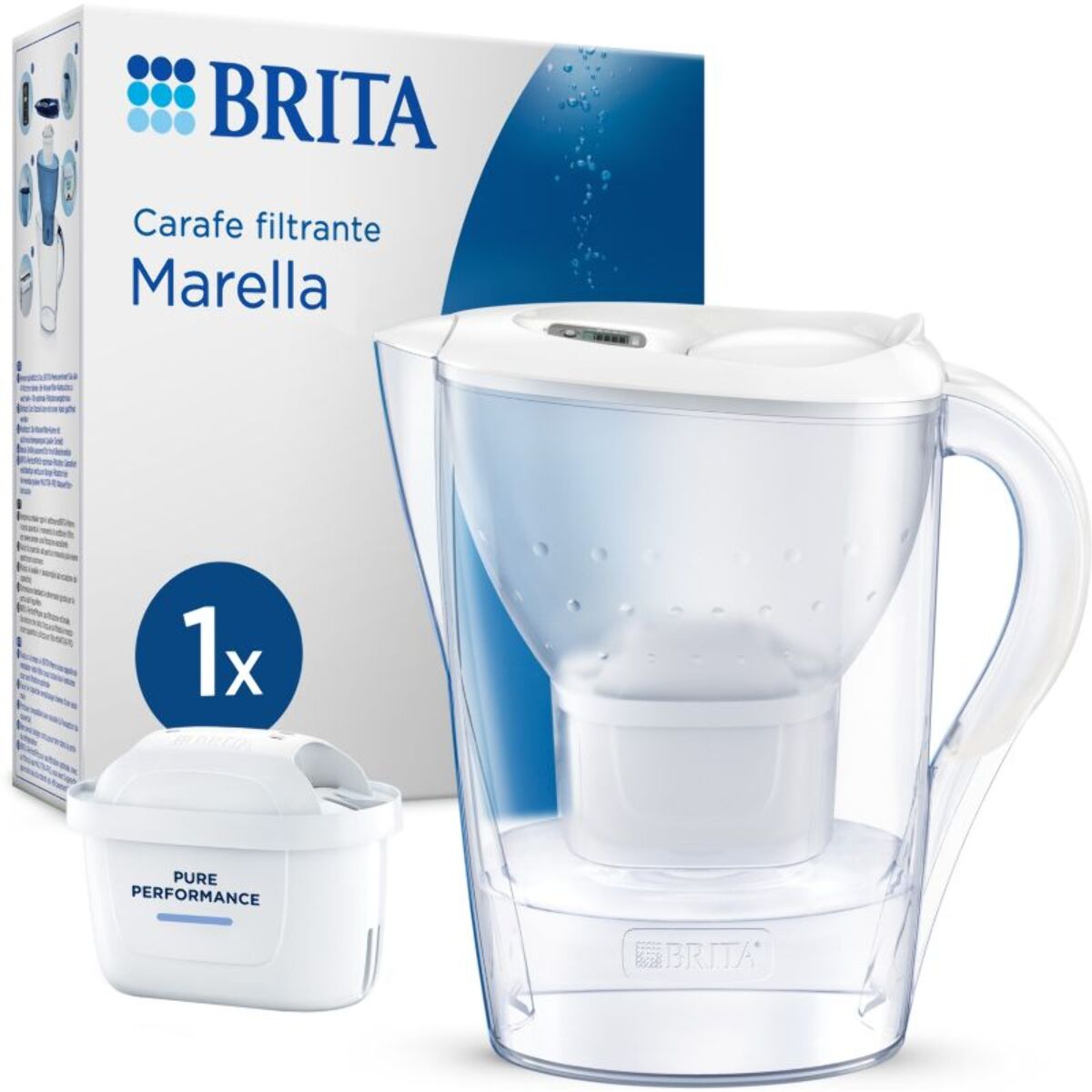 Carafe filtrante BRITA Marella blanc + 1 cartouche Maxtra Pro