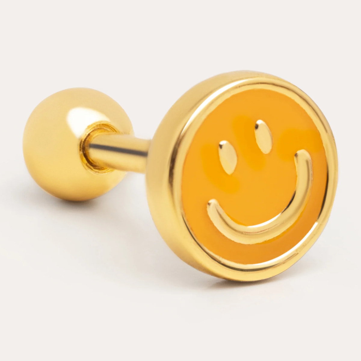 Pendiente Suelto Smiley Yellow Enamel Plata Baño Oro