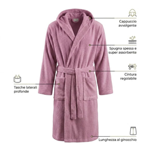 INTRECCI HOME Accappatoio Uomo e Donna, in Puro Cotone Jacquard 500 g, , Morbidezza Extra, Avvolgente, con Cappuccio e Tasche, Elegante e Confortevole,
