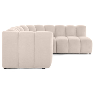 Debbie - canapé modulable d'angle droit 4 places avec accoudoir en tissu texturé - Beige