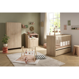 Lit bébé 60x120 évolutif 90x190 décor bois hêtre